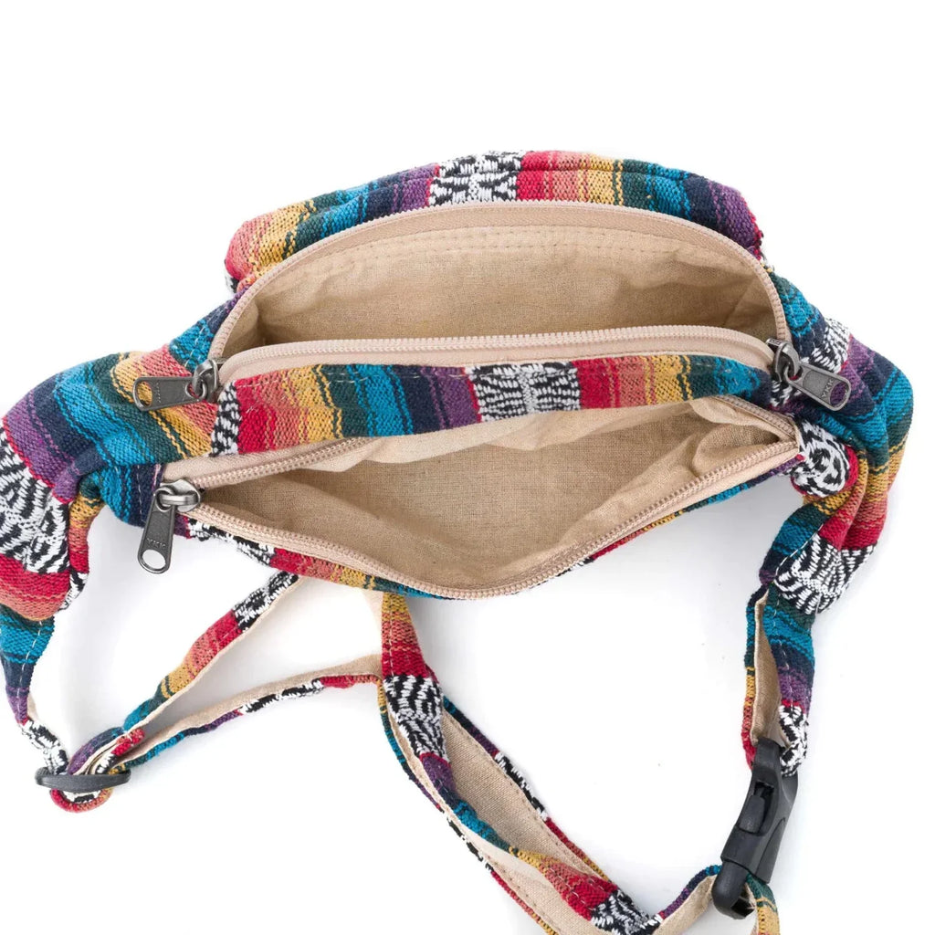 Fanny Pack for Women Men Crossbody Boho Waist Pack Lightweight Colorful Canvas Fanny Pack Hippie Festival Belt Bag with Adjustable Strap for Workout Running Hiking