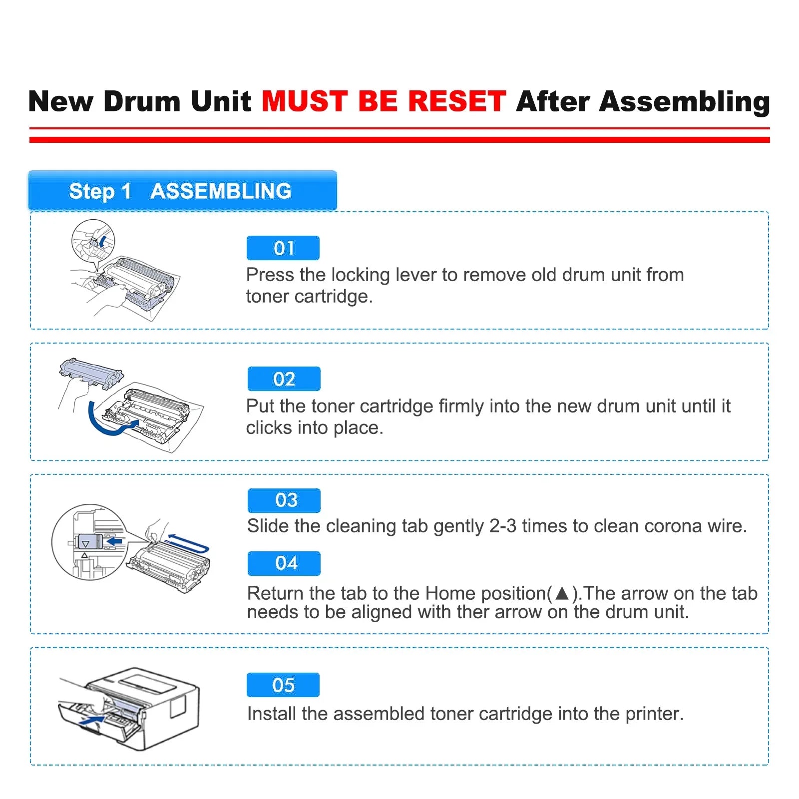 '-760 Toner Cartridge Black High Yield and  Drum Unit Set Compatible for Brother - - - - Printer (3x  Toner, 2x  Drum Unit )