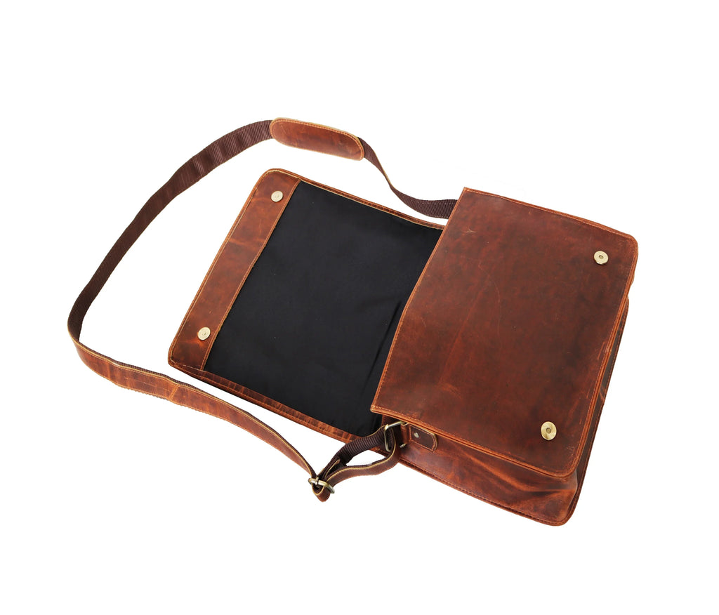 Handmade Leather satchel bag for iPad office briefcase gift for men MacBook bag distressed shoulder bag
