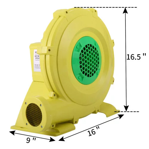 680  Air Blower, Pump Fan for Inflatable Bounce Castle, Water Slides, Safe, Portable - Yellow and Green