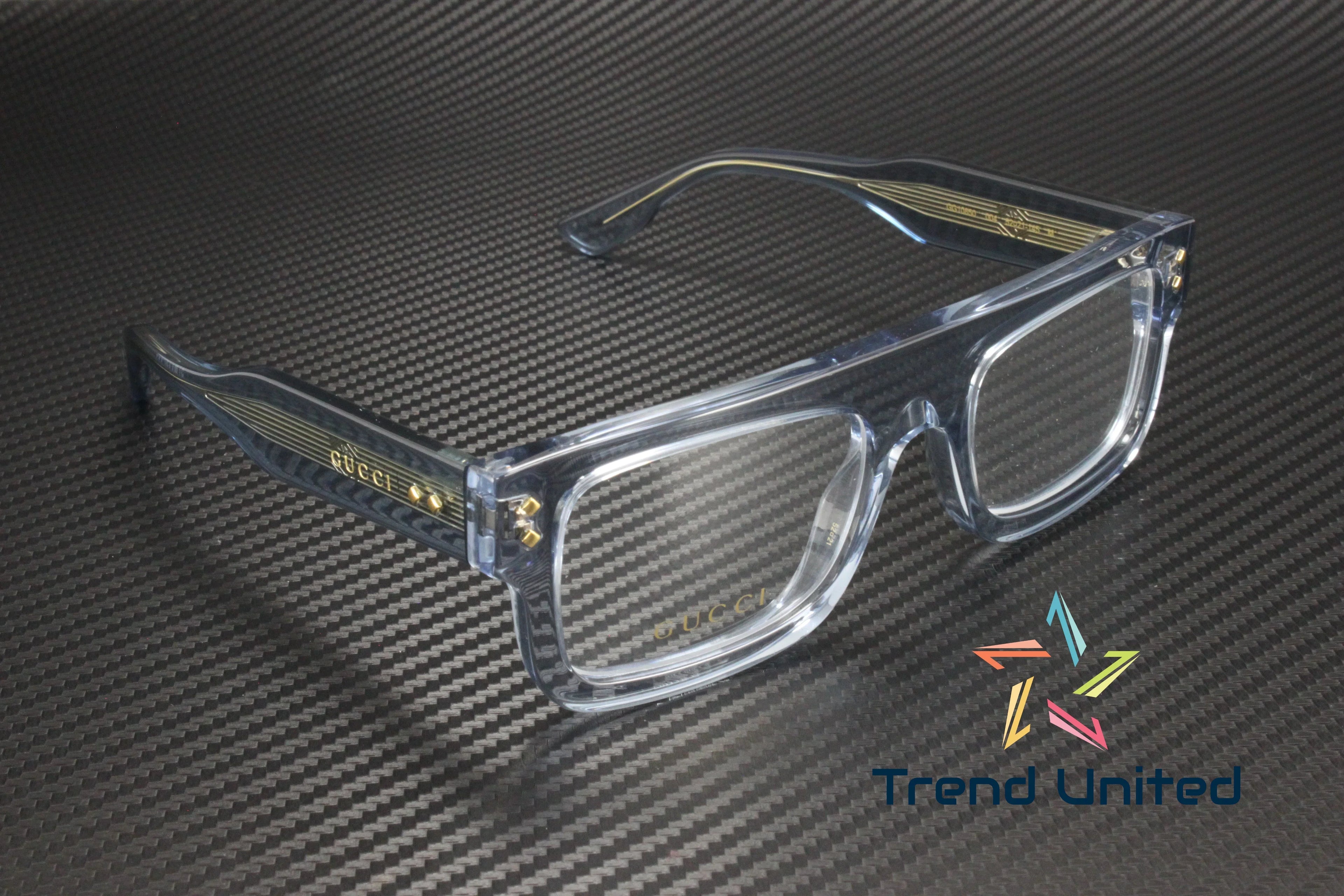 004 Rectangular Squared Light Blue Demo Lens 52mm Men's Eyeglasses