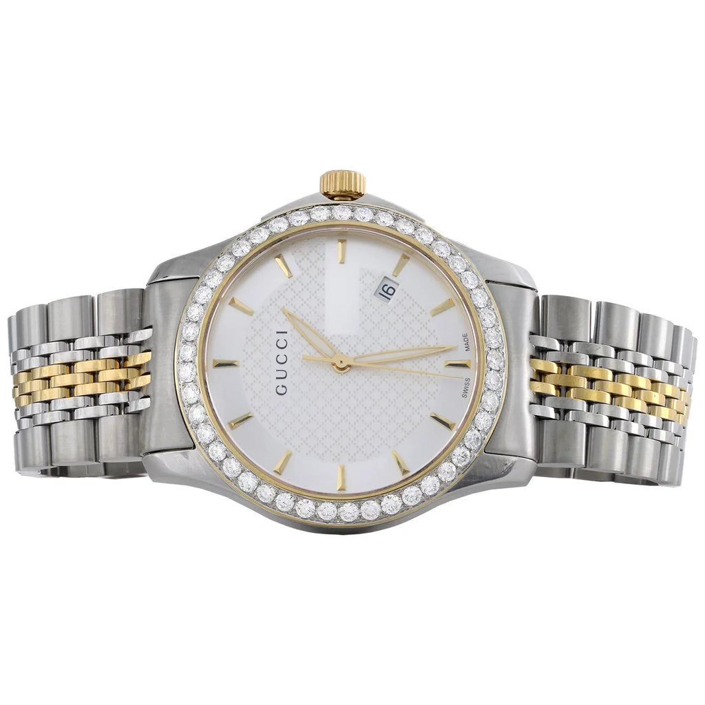 Gucci Ya126409 Diamond Watch -Timeless 38mm Two Tone Yellow . Steel  2 .