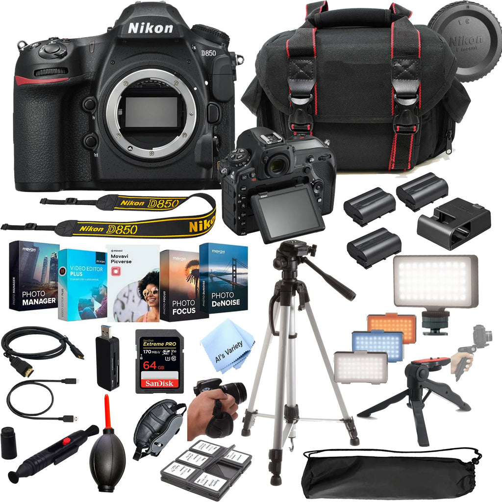 Nikon   Camera 45.7  Body No Lens- 64GB Extreme Speed Card,  Always on Light, Tripod,Gripod, Case, and More 30pc Video Bundle