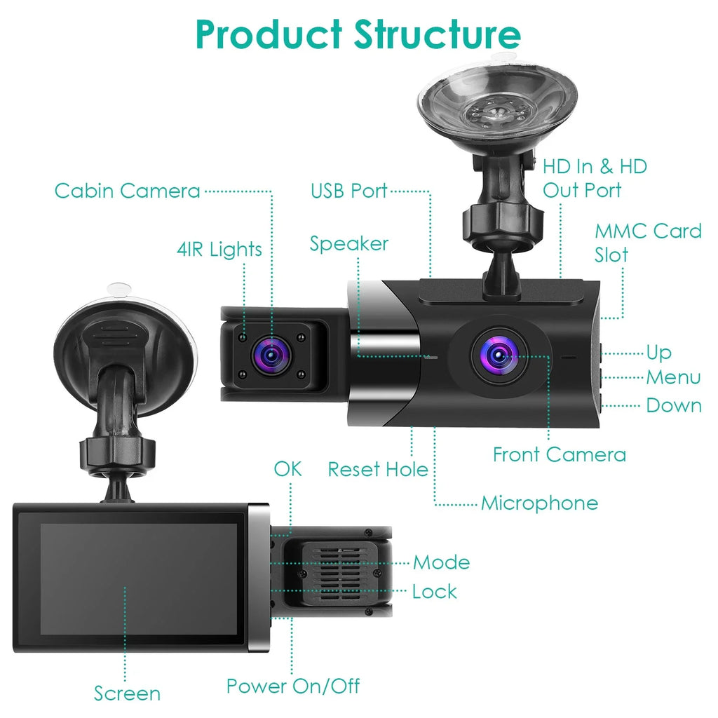 iMounTEK Car Dash Cam Camcorder, 2K Camera Recorder with 140° Angle  WiFi Night Vision -sensor Loop Recording Parking Monitor