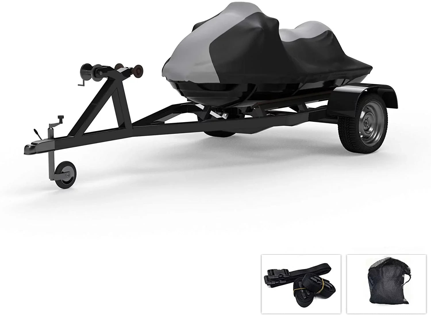 Weatherproof Jet Ski Covers for Yamaha Wave Runner  760 1997-2000 - Gray/Black Color - All Weather - Trailerable - Protects from Rain, Sun, and More! Includes Trailer Straps and Storage Bag