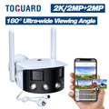 Toguard  2K Wireless Security Camera Outdoor, 180° Ultra-Wide View Dual Lens Bullet Surveillance Camera Wireless Connector