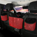 eing Bling Car Handbag Holder Backseat Organizer,Car Net Pocket Between Seat,Back Seat StorageTrash Can,Rhinestones Auto Seat Storage Bag,3-Pack Car Accessories - Plush,Red
