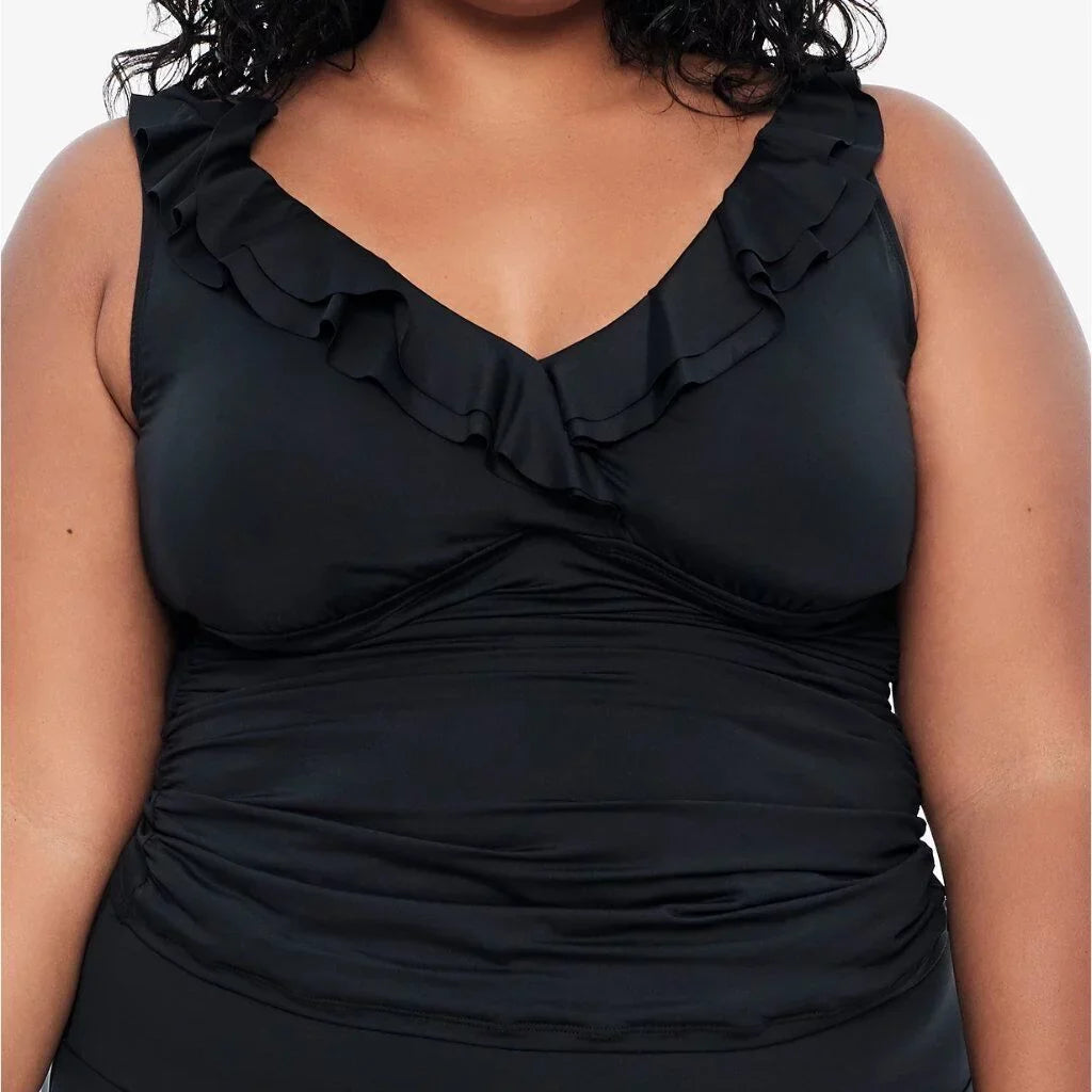 Ralph Lauren  Plus Size Tummy-Control Underwire Ruffled Tankini Top,  20W