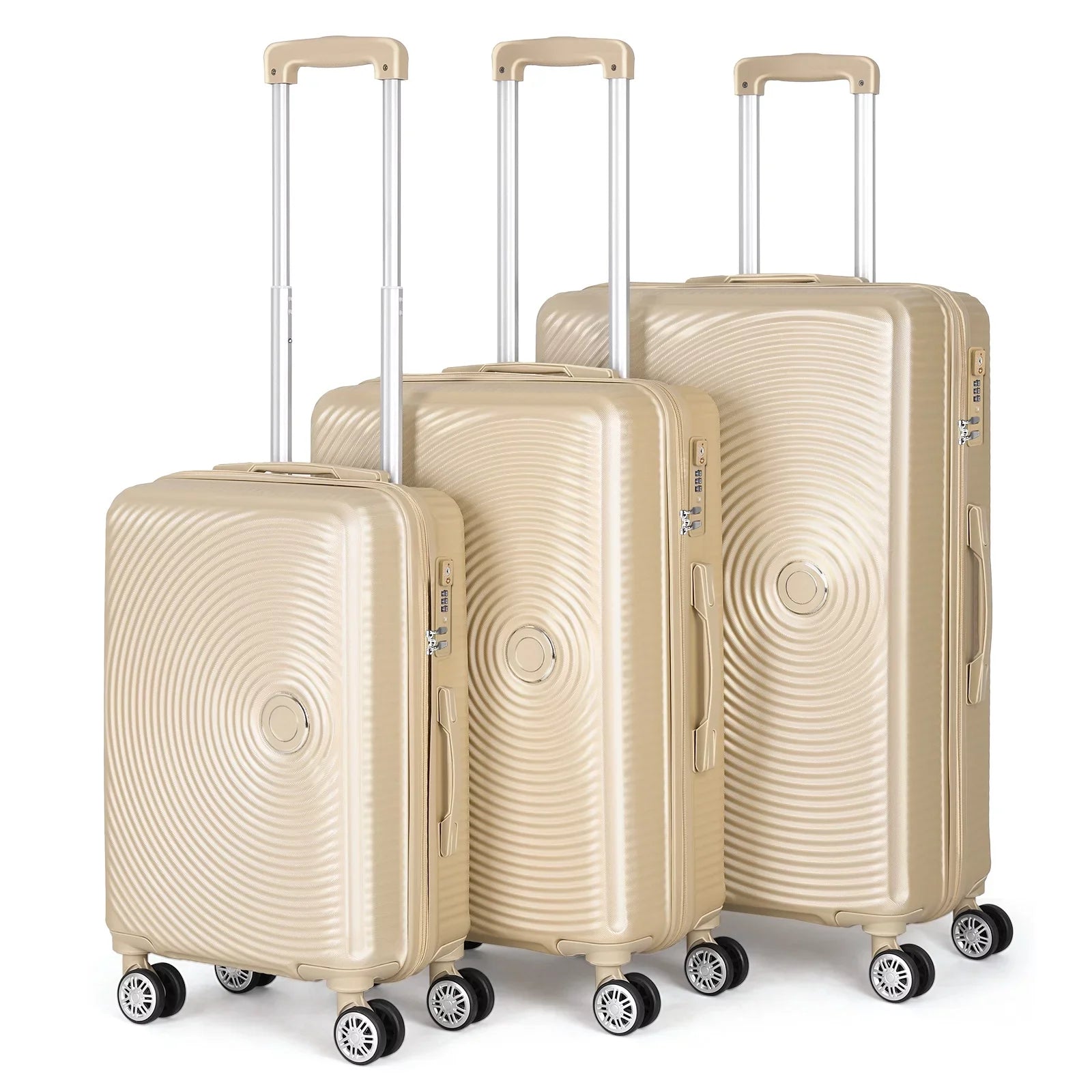 Hikolayae Oriental Collection Hardside Spinner Luggage Sets in Champagne, 3 Piece -  Lock