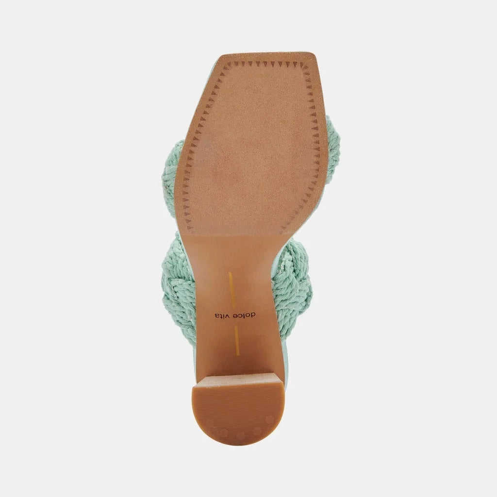 Dolce Vita Play Mint Rope Slip On Squared Open Toe Block Heeled Dress Sandals (Mint Rope, 11)