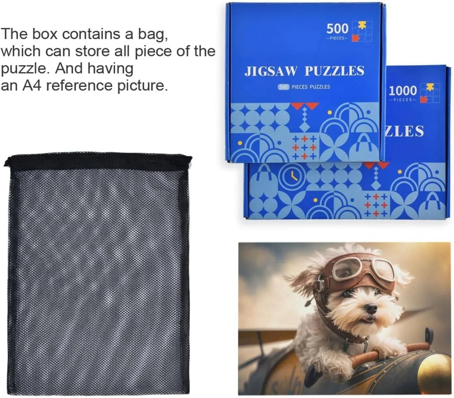500  Pilot in Airplane Jigsaw Puzzle, Paper Wood Composite Material Zigsaw with Storage Bag, Puzzle for Adults, Fun Challenging Brain Exercise Family Game Gift for Kids Friends Parents