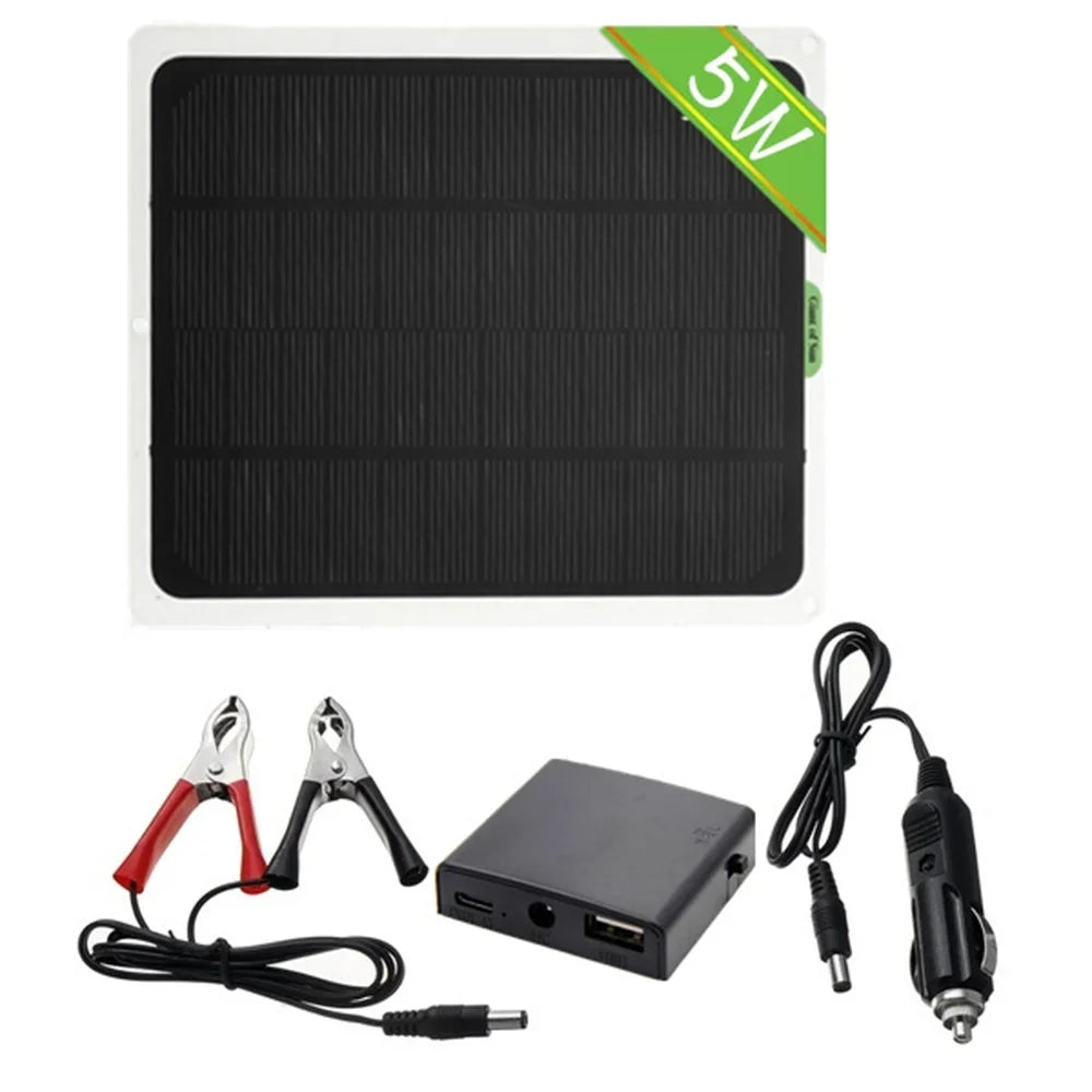 occkic 20W 12V/5V Monocrystalline Charging Flexible Solar Panels with Battery Clips for Cars  Yachting Charger Outdoor Charger