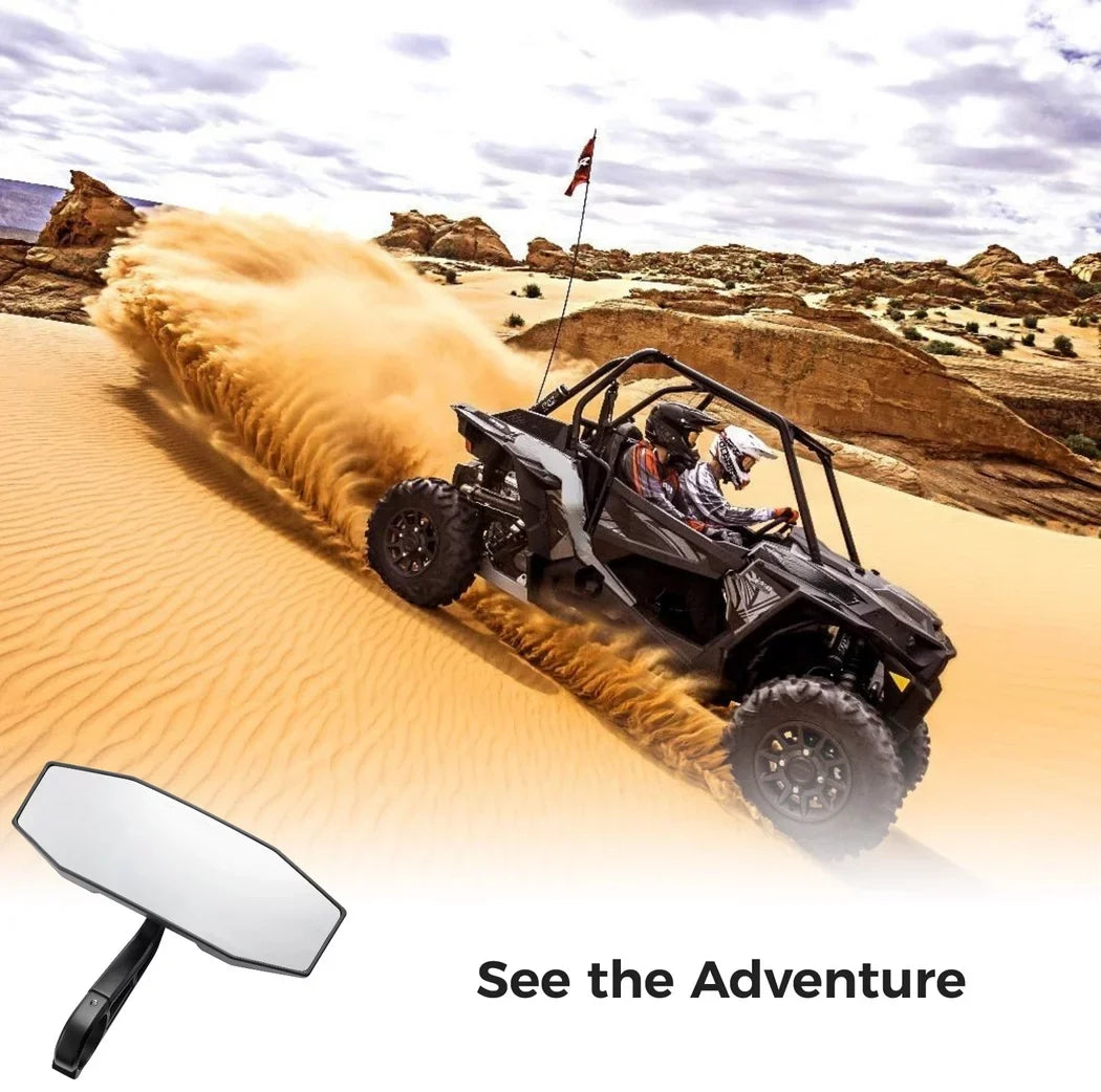 Rear View Center Mirror, 10" Ultra Clear   Rear View Mirror, Adjustable Panoramic  Rear-view Mirror Fit for 1.75" Roll Bar