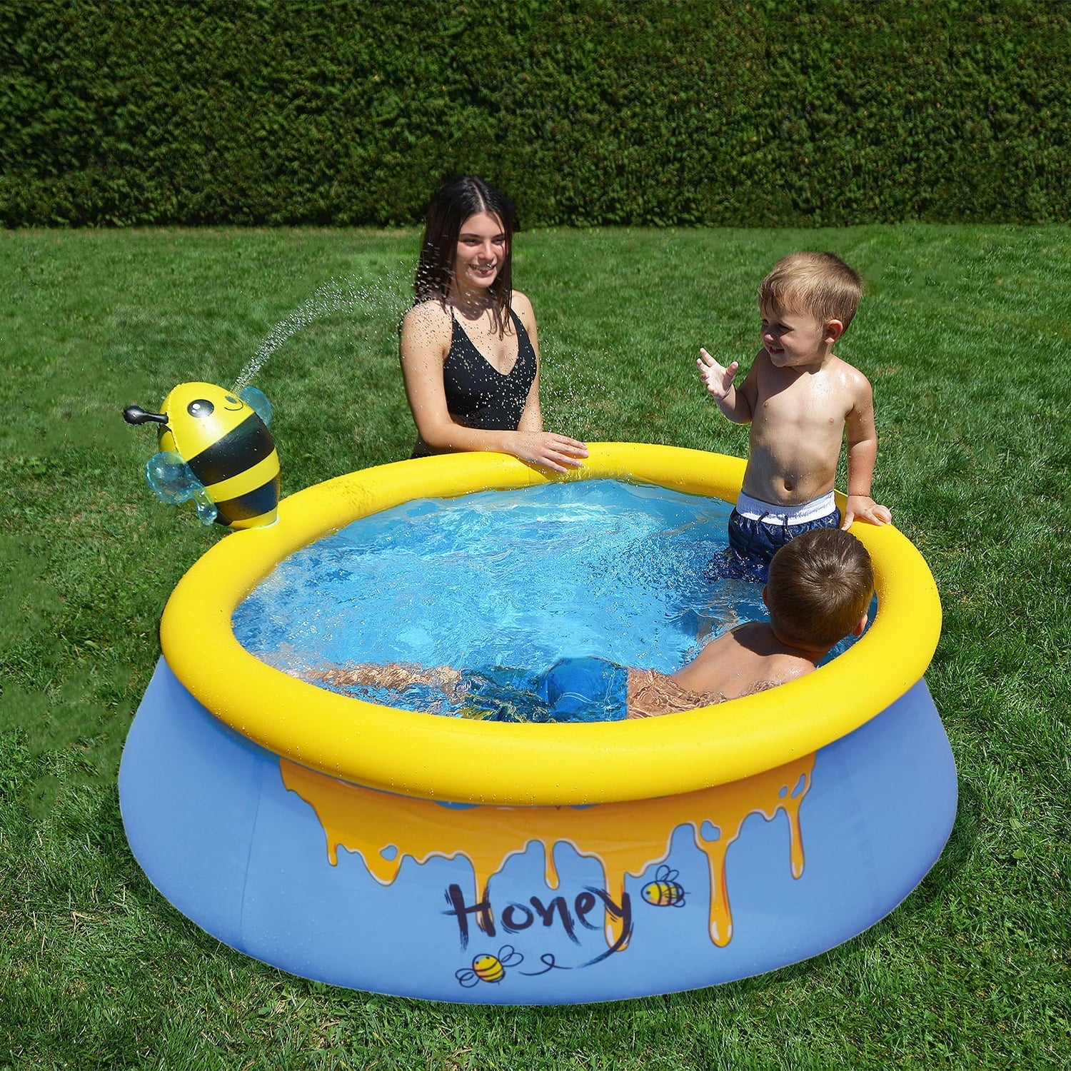 JLeisure 5 Foot Kids Bee Spray Inflatable Outdoor Swimming Pool (2 Pack)