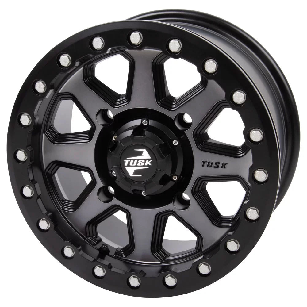 4/137 Tusk Uinta Beadlock Wheel 14x7 5.0 + 2.0 Gunmetal/Black For Can-Am Defender  Pro  2020-2022