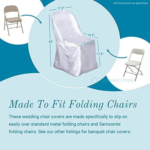 Sparkles Make It Special Leading Linens 50 pc Satin Folding Chair Covers - Wedding Reception Banquet Party Restaurant - Black