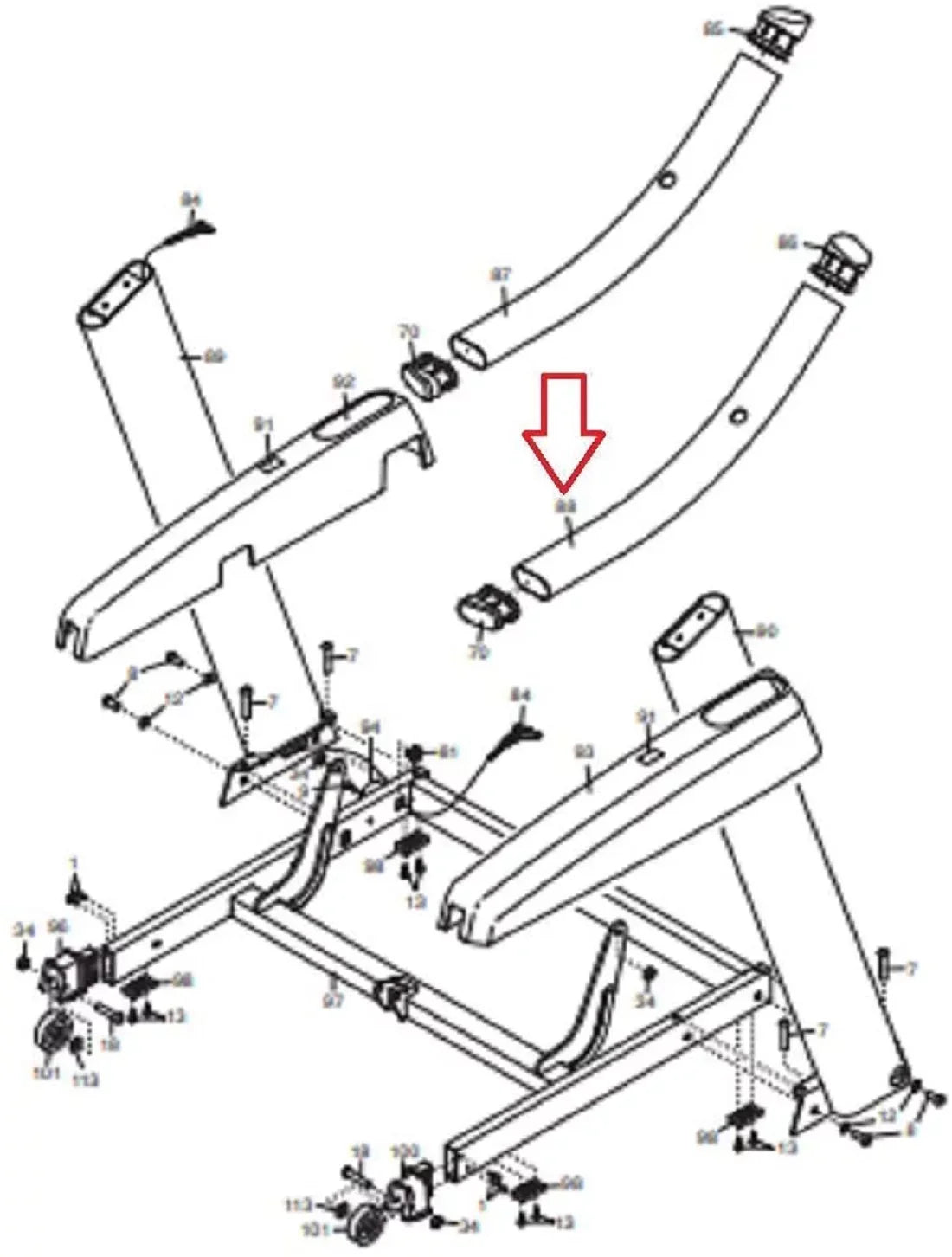 Hydra Fitness Exchange Right Handrail Assembly 309402 Work  Nordic-Track Lifestyler Treadmill