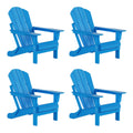 Classic Outdoor Patio Folding Poly Adirondack Chairs (Set of 4), Pacific Blue