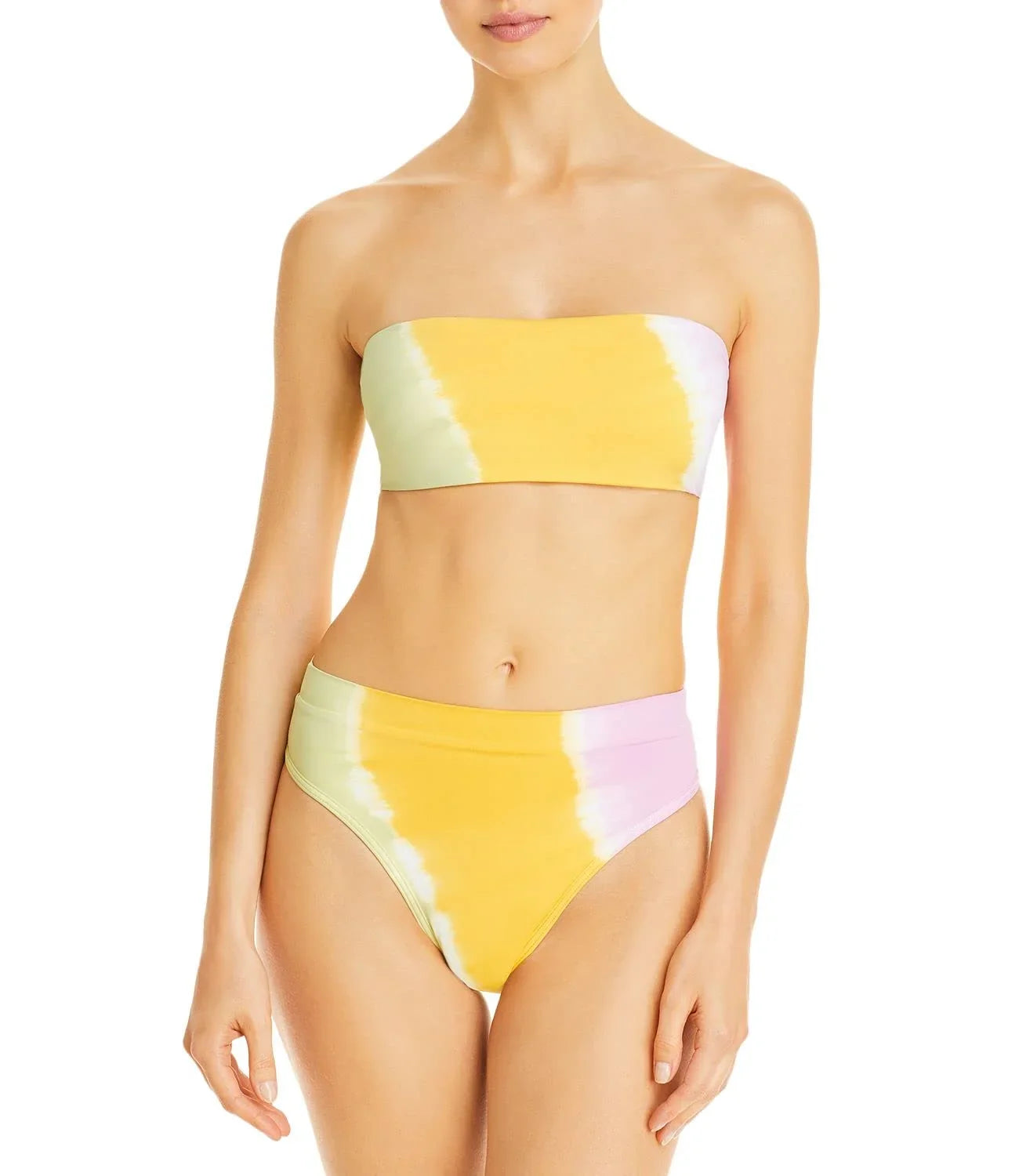 Space Women's Beach Wave Bandeau Bikini Tops, Yellow, -Small