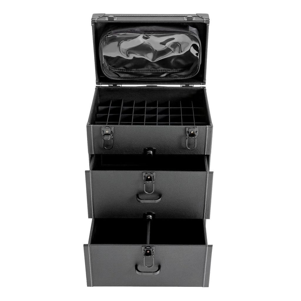 Miumaeov Rolling Makeup Train Case Professional Cosmetic Trolley Storage Luggage Box Nail Polish Organizer