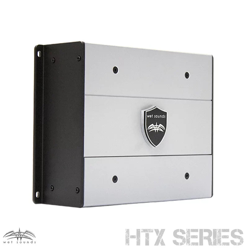 Wet Sounds - 8" Black Tower Speakers with Stainless Steel  Fixed Clamps &  600 Watt Amplifier