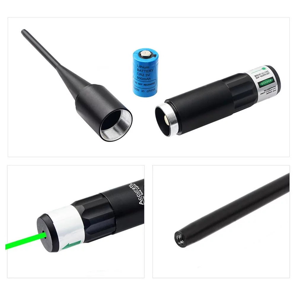 Bore Sight Kit with Big Button Switch for 0.177 to 0.50 Caliber with 9 Plastic Hard Joint Adapters # Green Sight