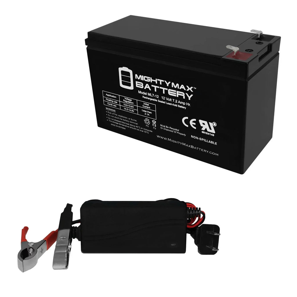 12V 7.2AH Battery for Marcum Showdown Troller 2.0 + 12V 1Amp Charger