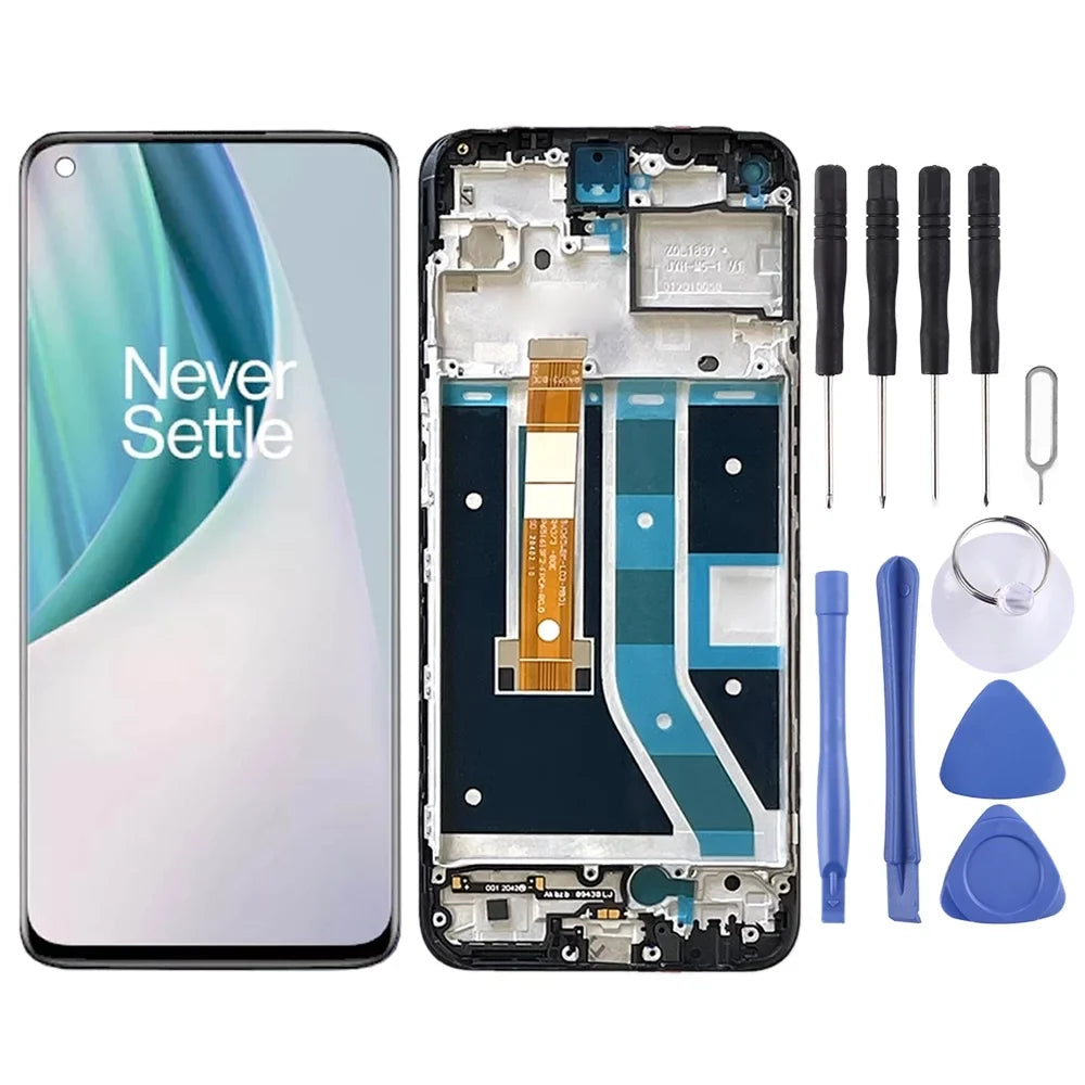 For OnePlus Nord   Digitizer Full Assembly with Frame   Screen (Black)