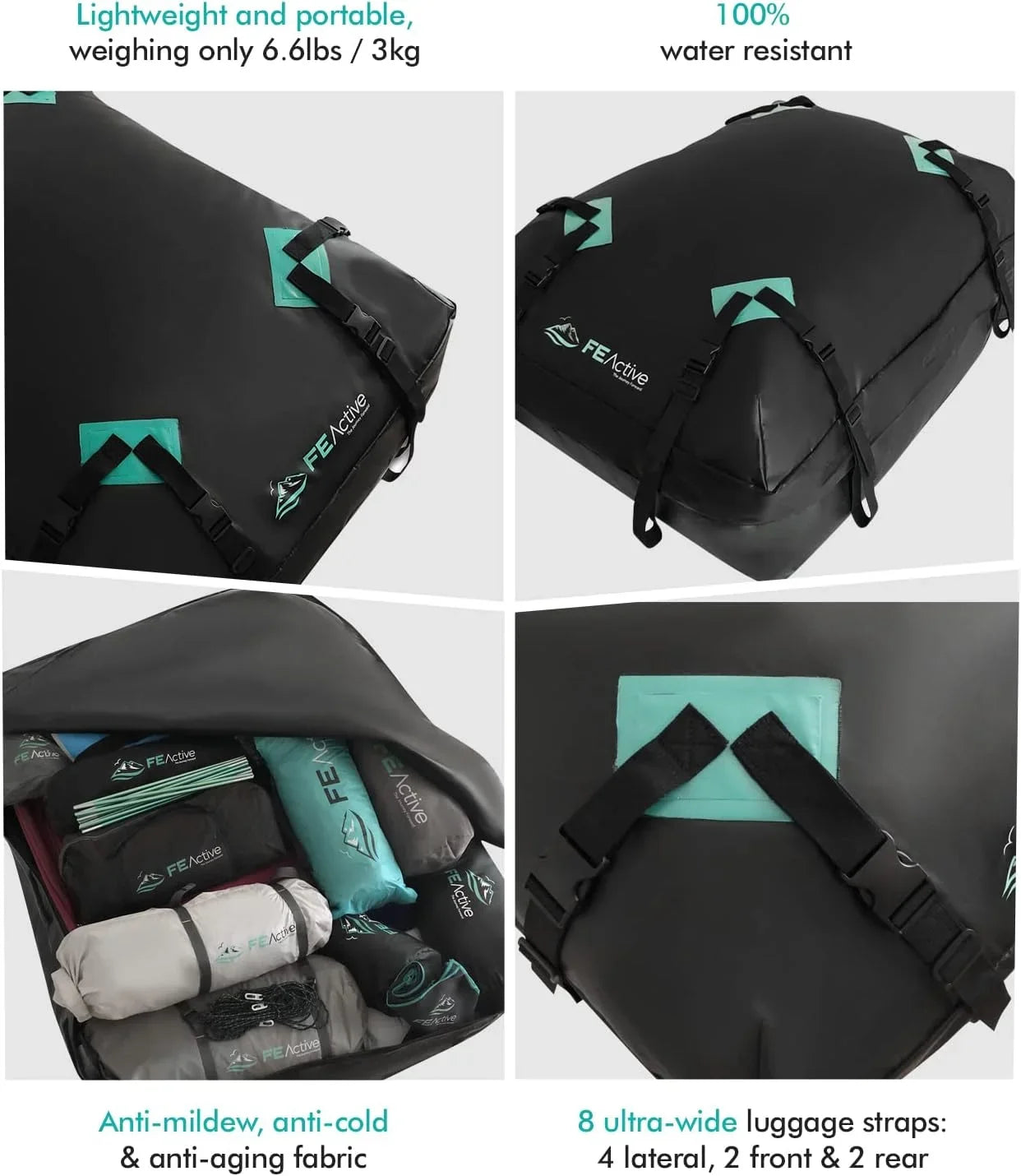 Cargo Rooftop Carrier - 100% Waterproof 15 Cubic ft. Roof Dry Bag Heavy Duty Car &  Roof Top Luggage Storage Cargo Carrier  Straps, Road Trips, Camping, Travel | Designed in California