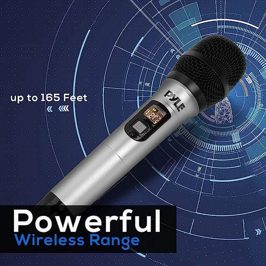 Pyle Professional Battery Operated Handheld Dynamic Unidirectional Cordless  Mic Transmitter Set