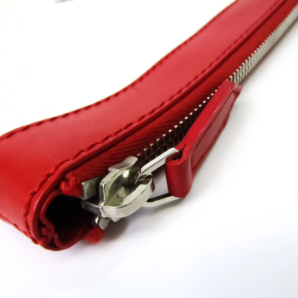 Pre-Owned Balenciaga 373840 Women's Leather,Canvas Clutch Bag,Pouch Beige,Red Color (Good)