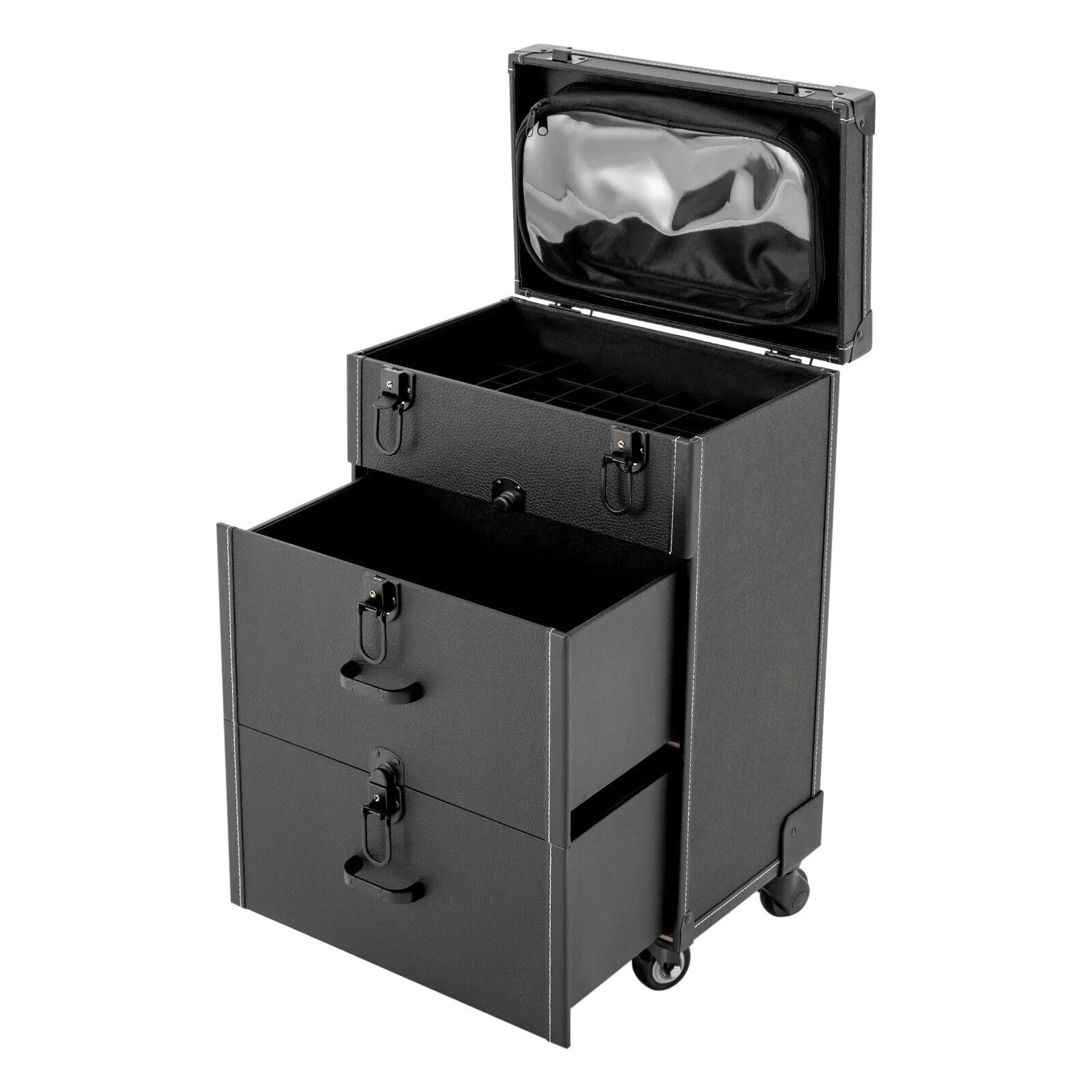 Miumaeov Rolling Makeup Train Case Professional Cosmetic Trolley Storage Luggage Box Nail Polish Organizer