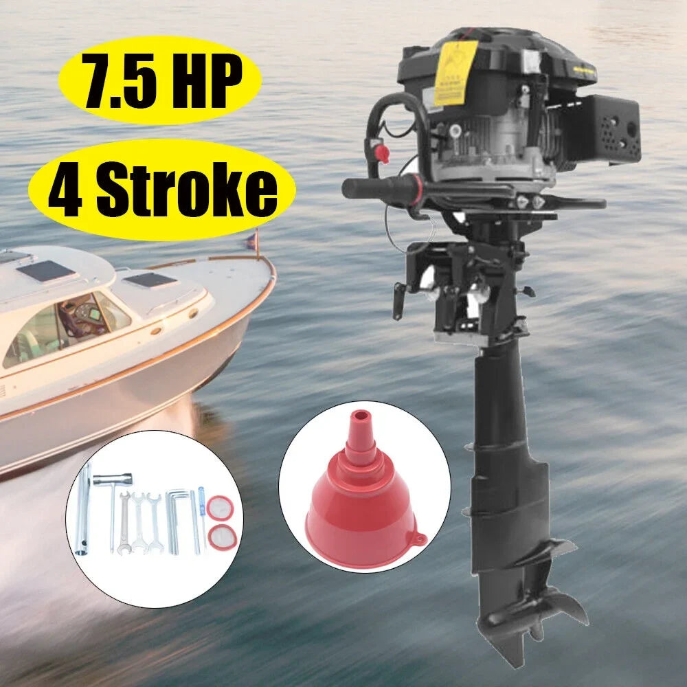 Miumaeov 4 Stroke 7.5HP Heavy Duty Outboard Motor 196CC Trolling Boat Engine Motor -a-s-o-l-i-n-e Outboard Motor for Fishing Aquaculture Outdoor Adventure Boat