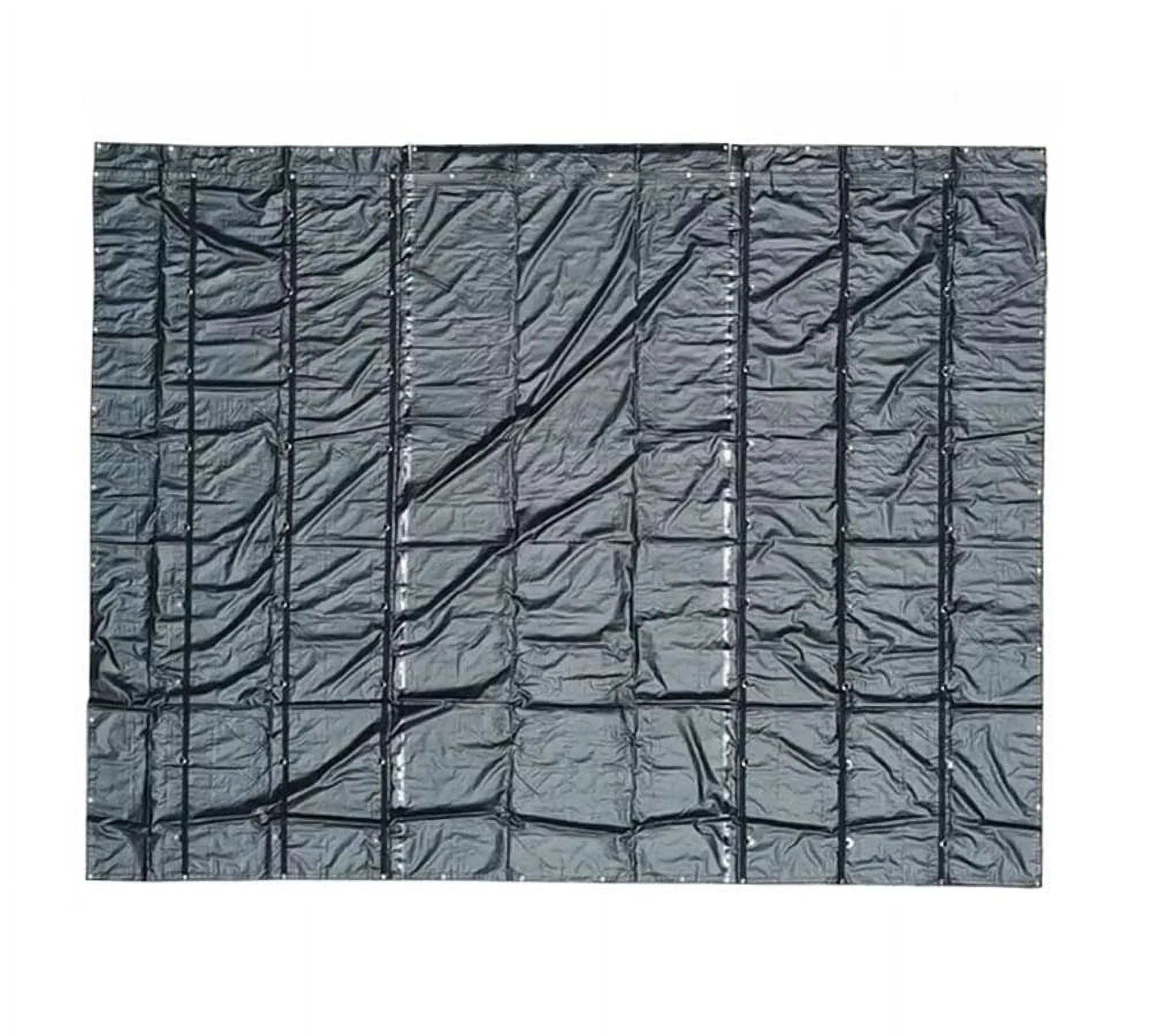24' x 18' Black Steel Tarp for Heavy Duty Truck Cargo - 14 Oz Vinly Lightweight Flatbed Tarps with 8' Drop - Waterproof Tarp for Trailers to Protect Cargo from Wind, Rain, Snow and Sun