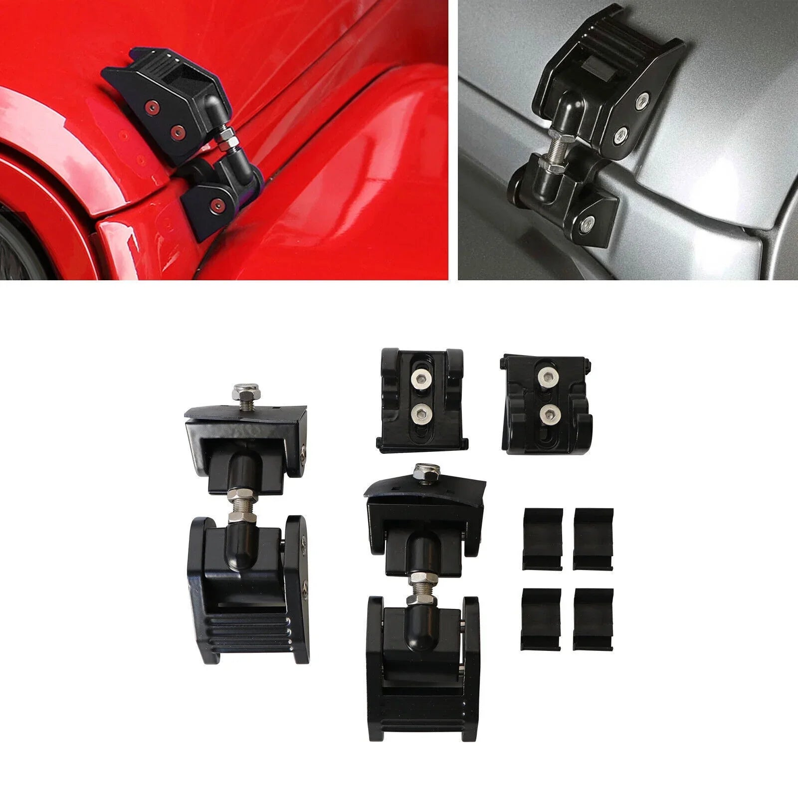 Onemayship 2 Pack Front Hood Latch Lock Catch for Jeep Wrangler  07-18  Secure Vehicle Protection-Black