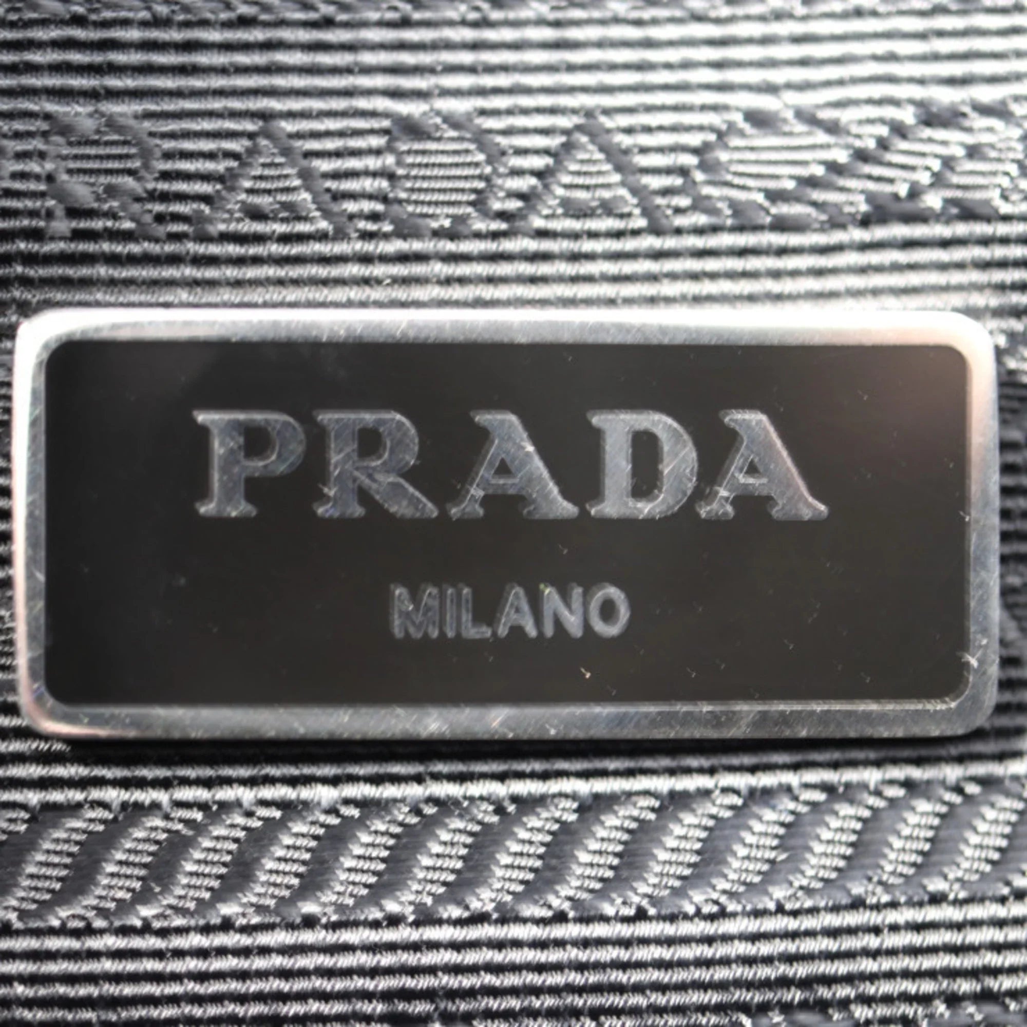Pre-Owned  Prada shoulder bag 2VD951 nylon black leather silver metal fittings messenger triangle logo mark (Good)