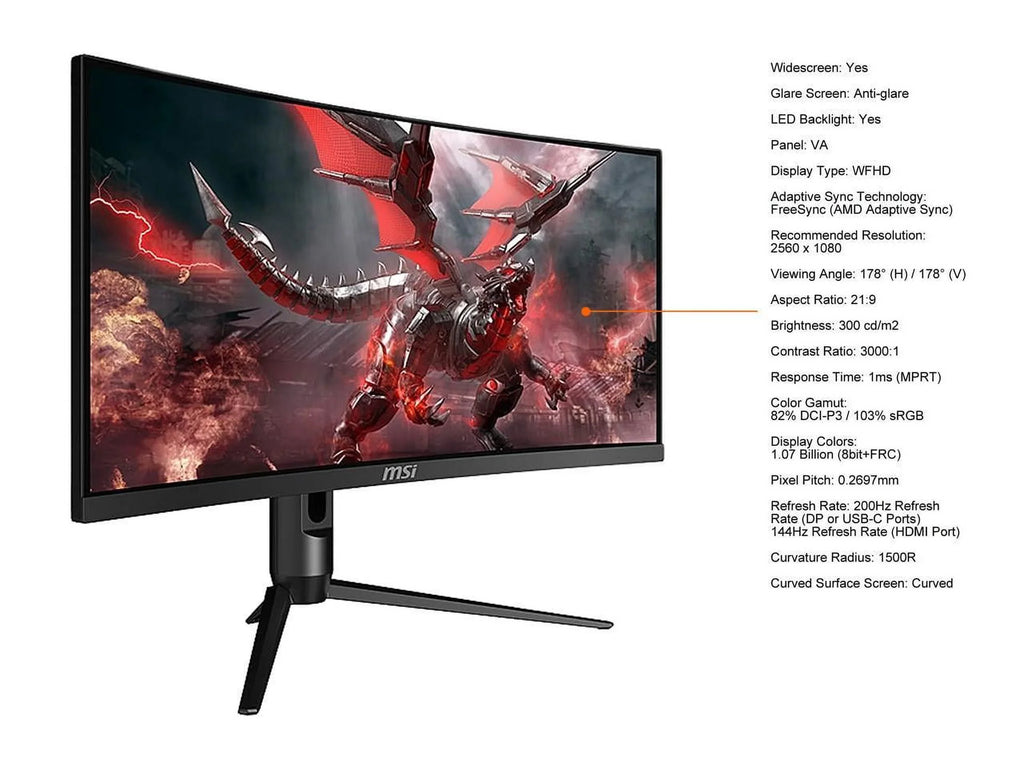 Optix  30"  2560 x 1080 1ms () 200Hz , DisplayPort,  FreeSync ( Adaptive Sync) Curved Gaming Monitor