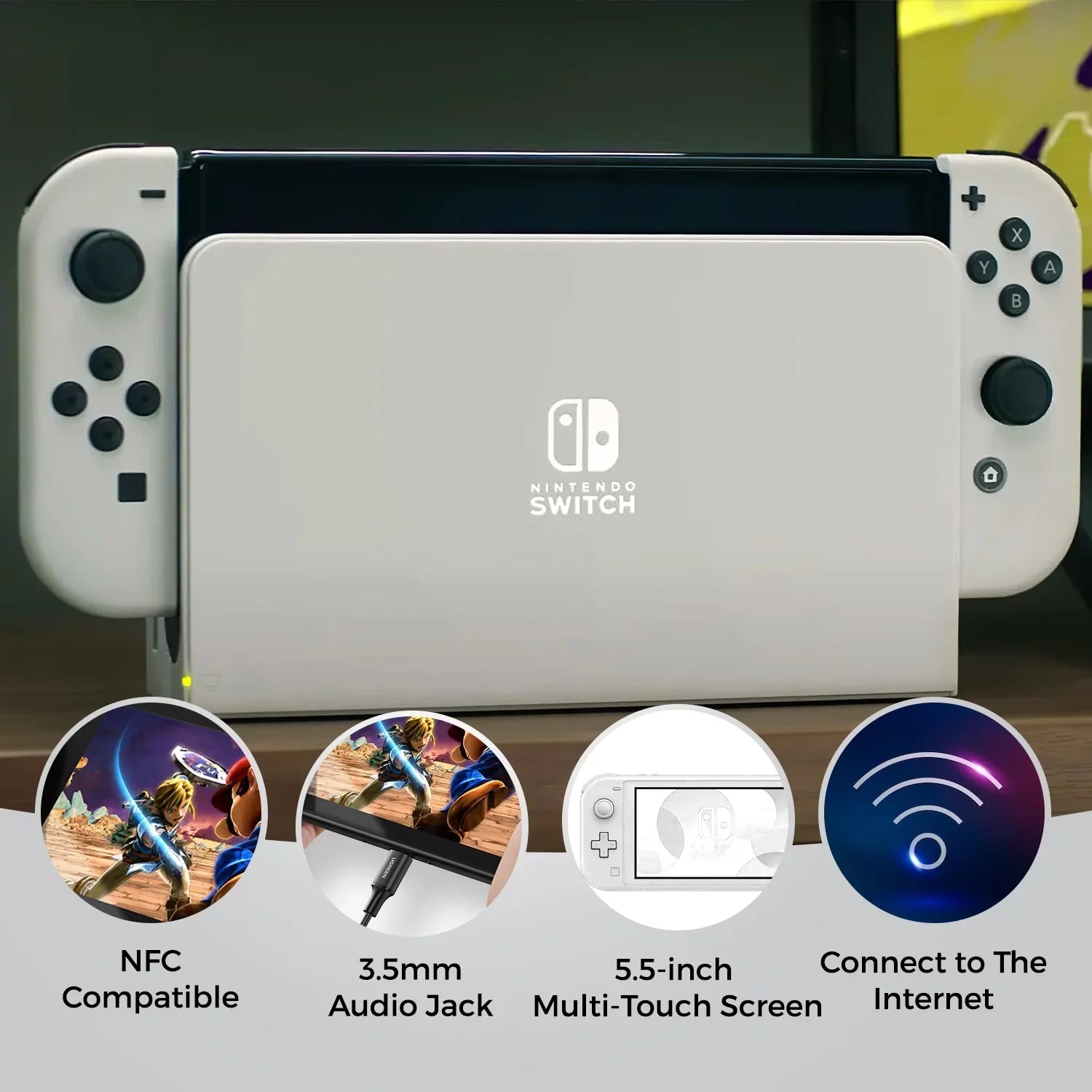 Nintendo Switch  White - Mario Kart 8 Deluxe - Character Group Luigi, Peach + 128GB Card & More