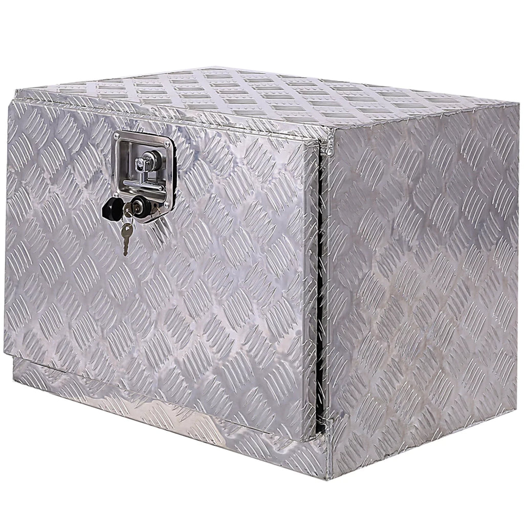 24" Aluminum Tool Box, Truck Bed Tool Box, Outdoor Trailer Pickup Storage Tool Box,  Storage Organizer, Underbody Box w/ Lock Keys, Silver