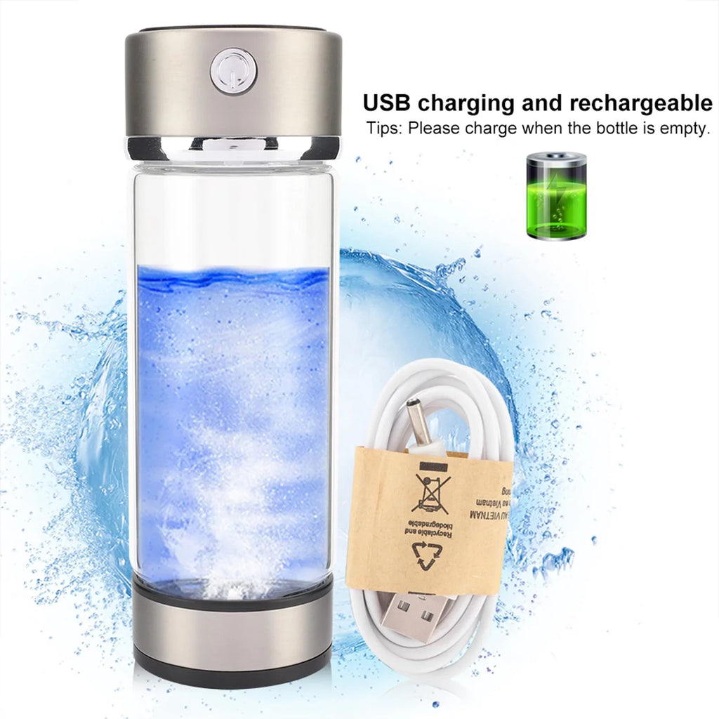 Dekaim Hydrogen Bottle,  Charging Rich Hydrogen Water Purifier Filter Glass Bottle Portable Lonizer Cup