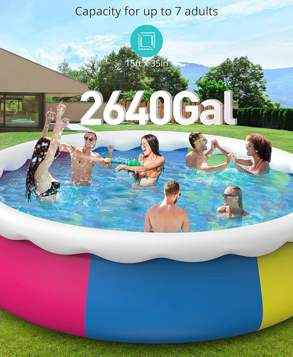Inolait Inflatable Swimming Pool  Above Ground for Kids Family Water Sport 15' x 36"