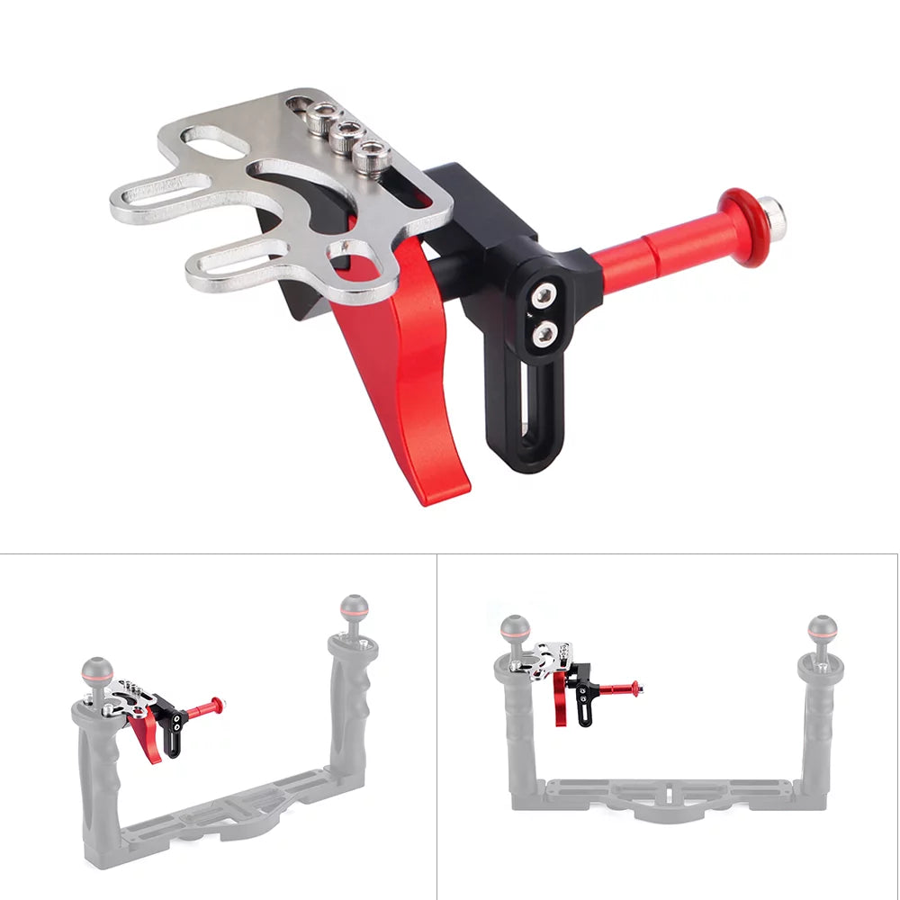 Aluminum Alloy Shutter Trigger Extension Lever Extend Mount Adapter Accessory for Dual Handle Diving Tray Stabilizer Underwater Camera Housing Case