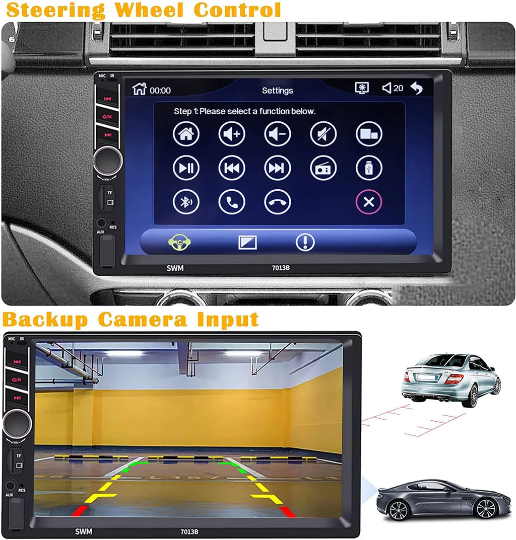 Binize 7 inch Car Stereo Radio Compatible with Carplay Android Auto Double Din Touchscreen Bluetooth Head Unit/ Player//,Support Reversing Image Input/Steering Wheel Control//Remote