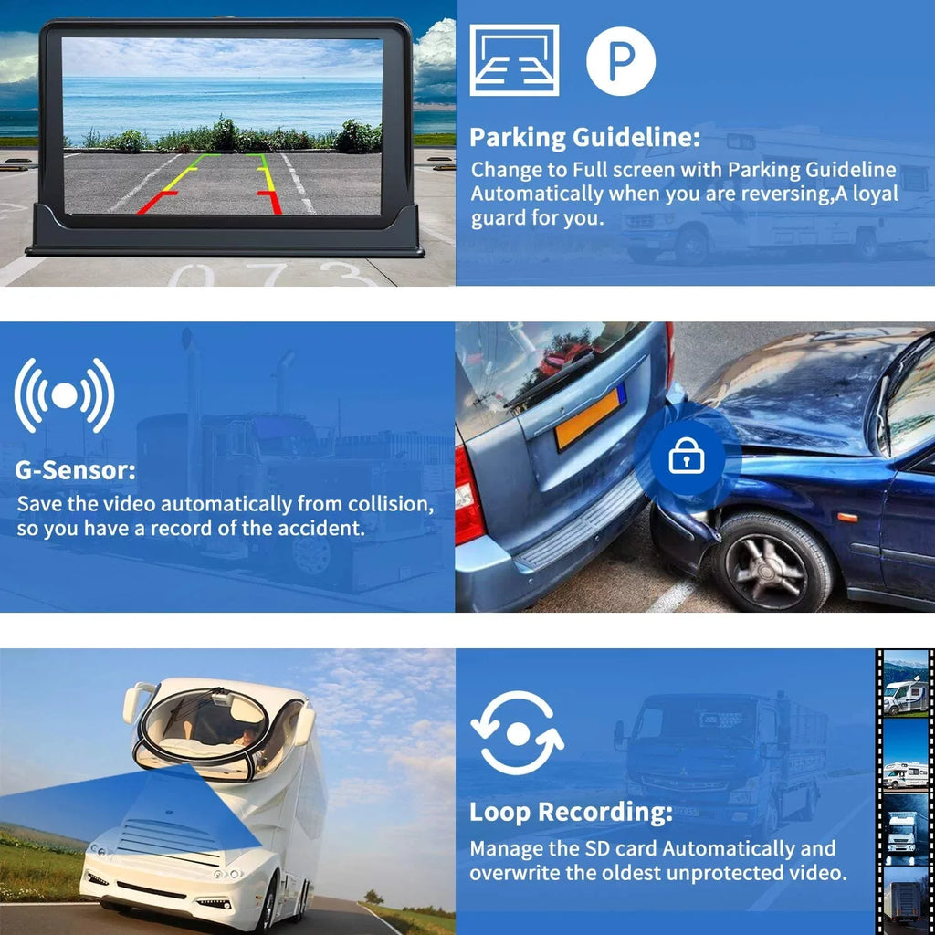 Erapta Backup Camera with 7'' Monitor Rear View Camera  with 1080P Advanced Recording Function,  Waterproof, Night Vision for /Pickup/Truck/Trailer/Bus