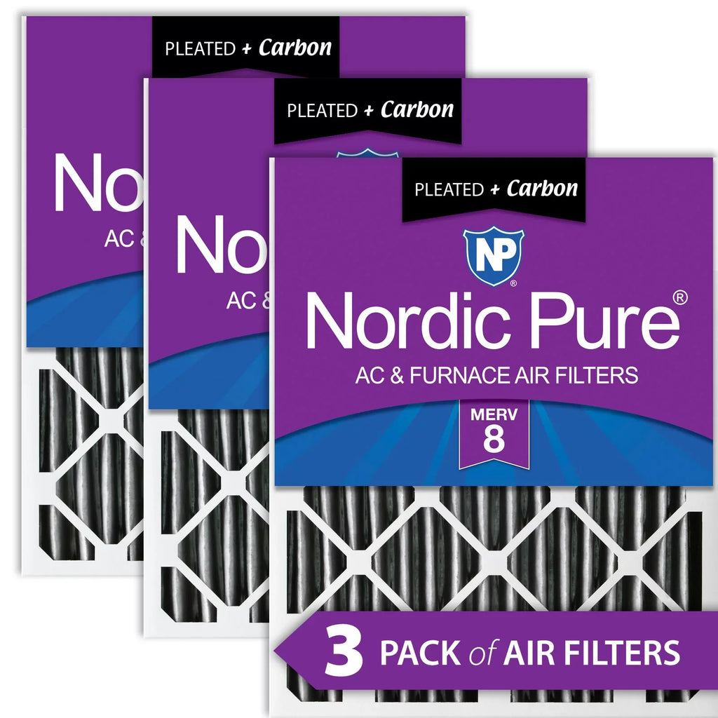 Nordic Pure 24x24x2 Furnace Air Filters  8 Pleated Plus Carbon 3 Pack