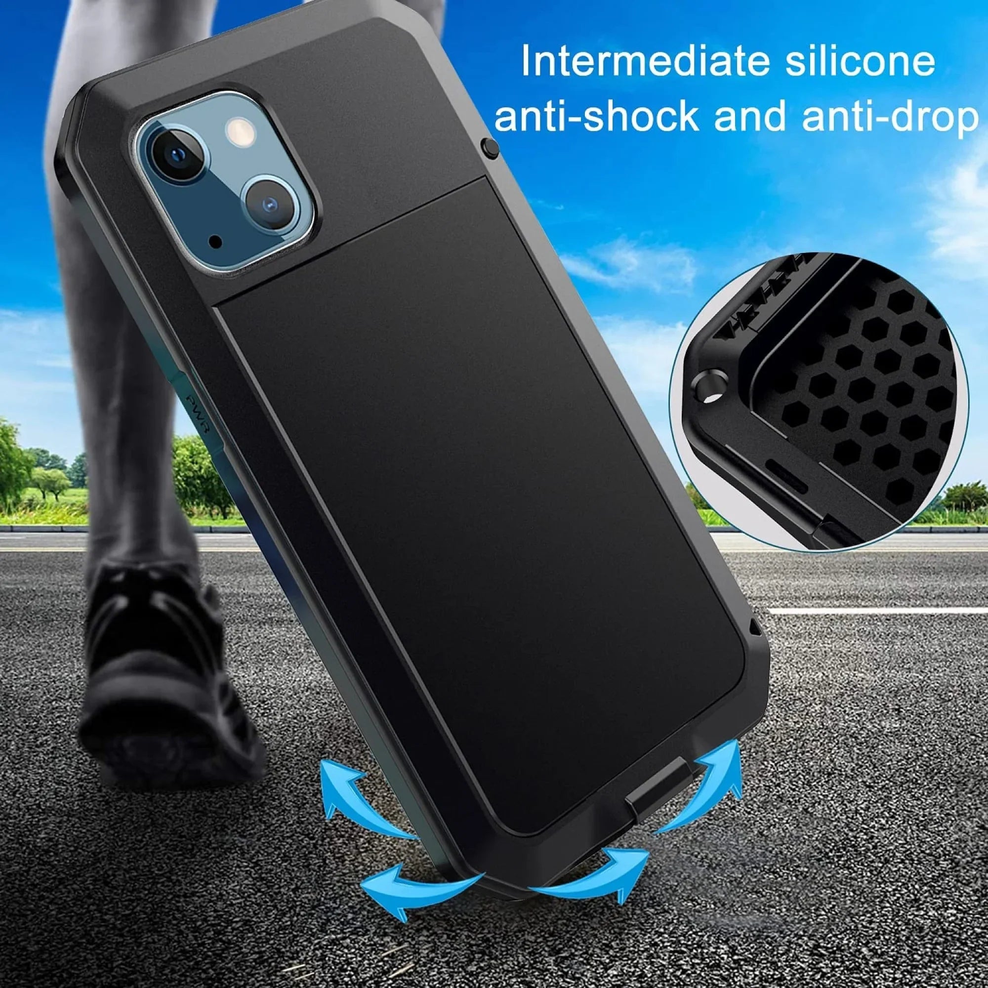 Gorilla Glass Aluminum Metal iPhone 13 Case (Silver) Heavy Duty Military Grade Shockproof and Scratch Resistant Protection, Rugged Outdoor Travel
