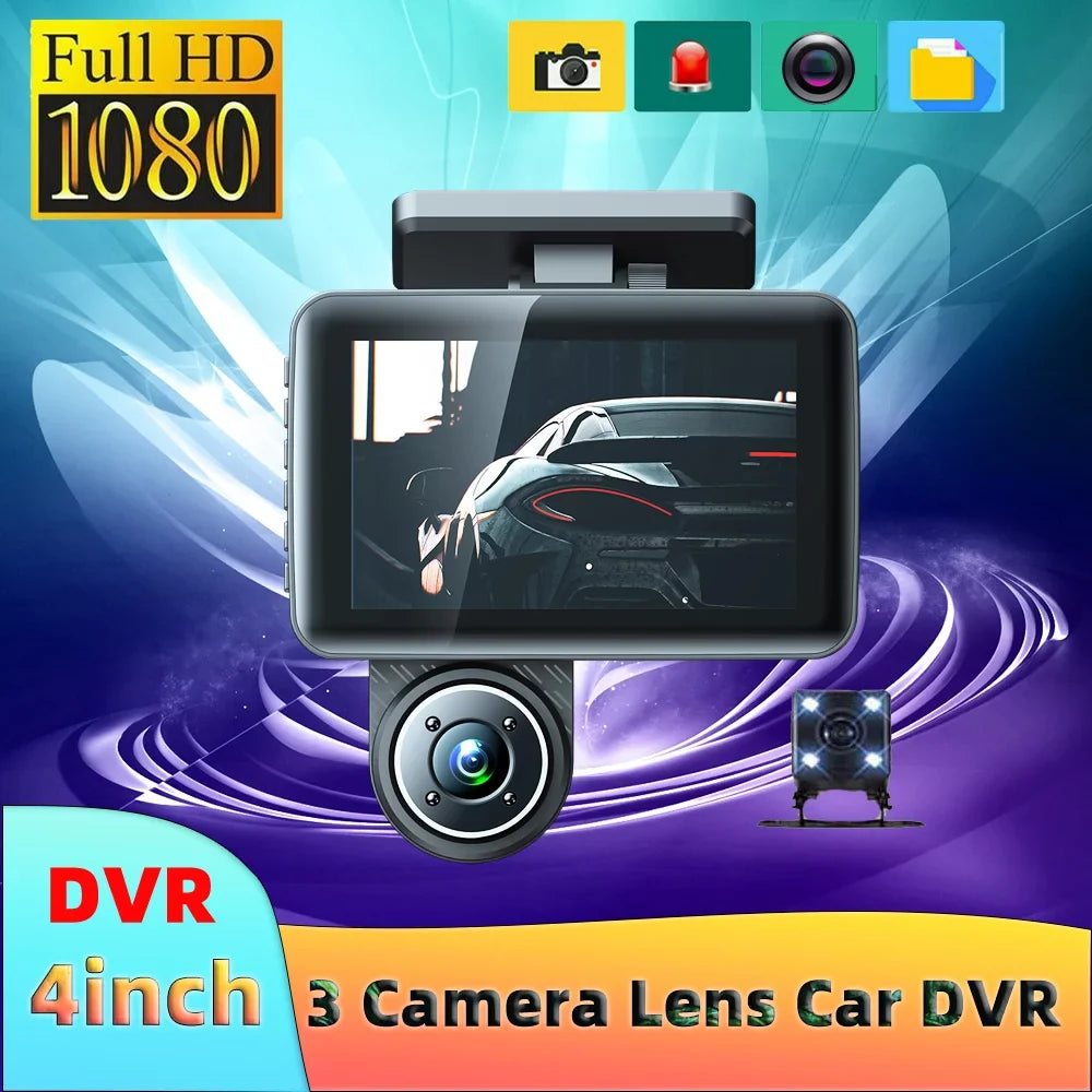 Apexeon 4in Clear Car Rearview Mirror Dash Cam, Car Video Recording Camcorder, Auto Safety Driving Recorder