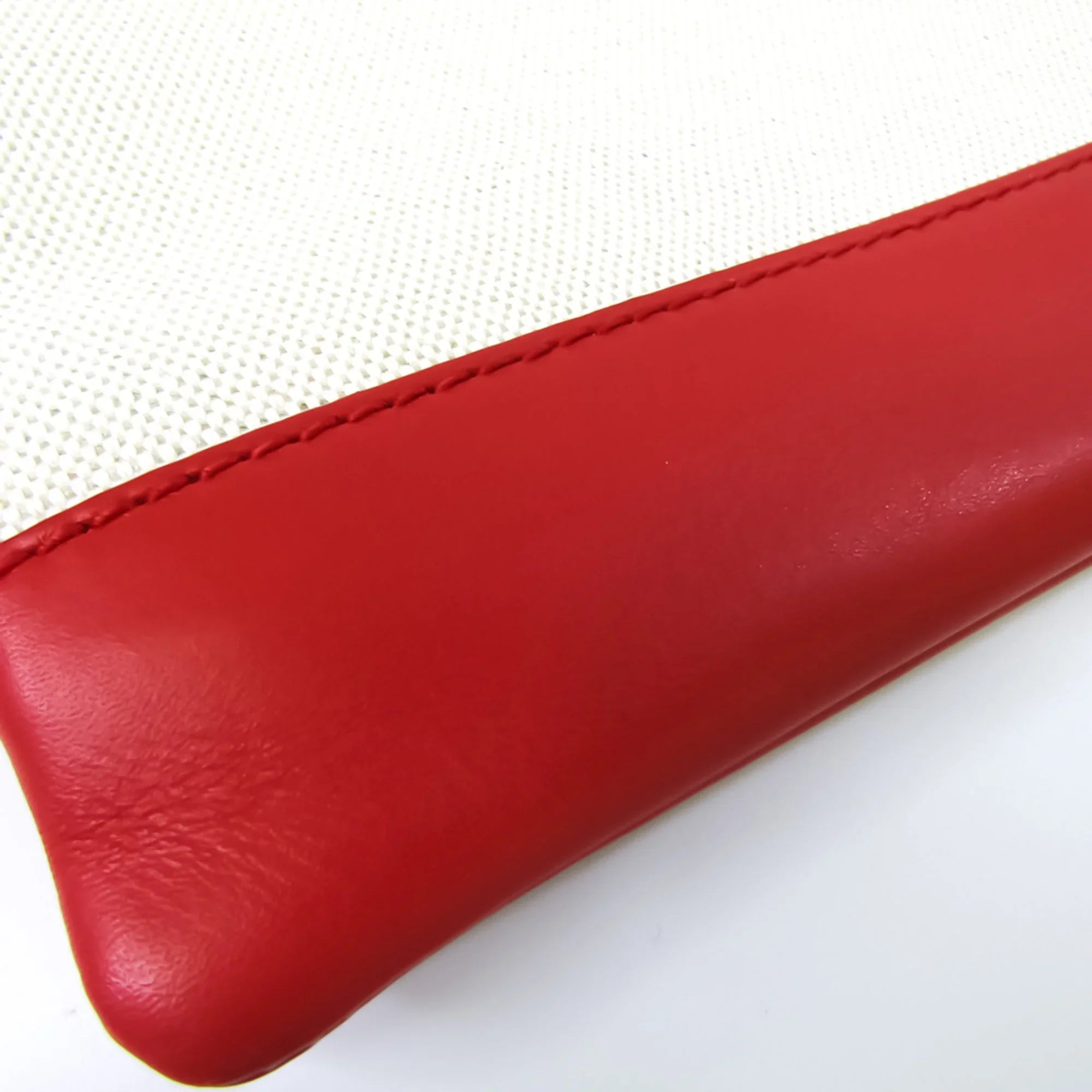 Pre-Owned Balenciaga 373840 Women's Leather,Canvas Clutch Bag,Pouch Beige,Red Color (Good)