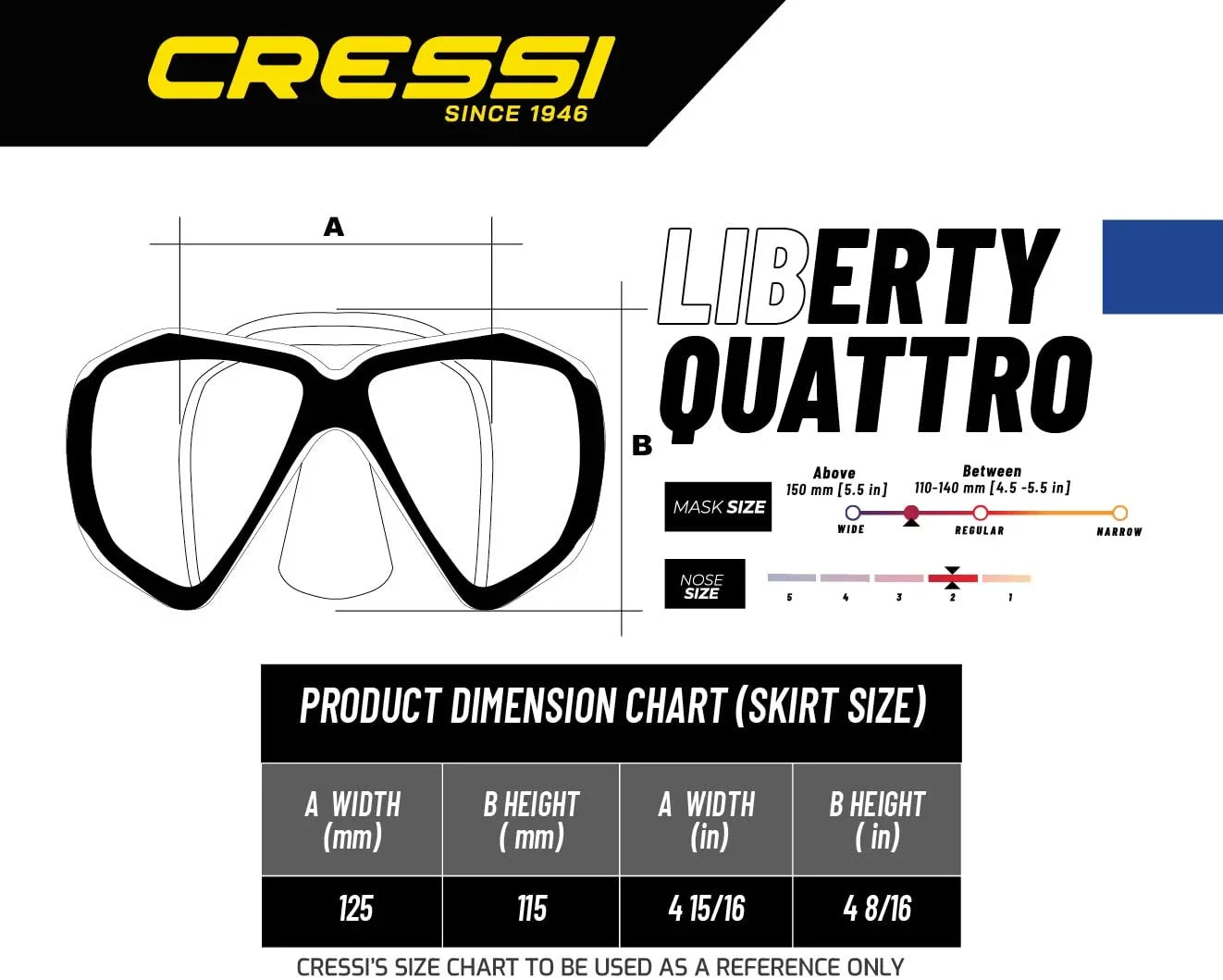 Cressi Liberty Quattro  (clear-blue/silver) (Clear/Sapphire/Silver, Liberty Quattro)