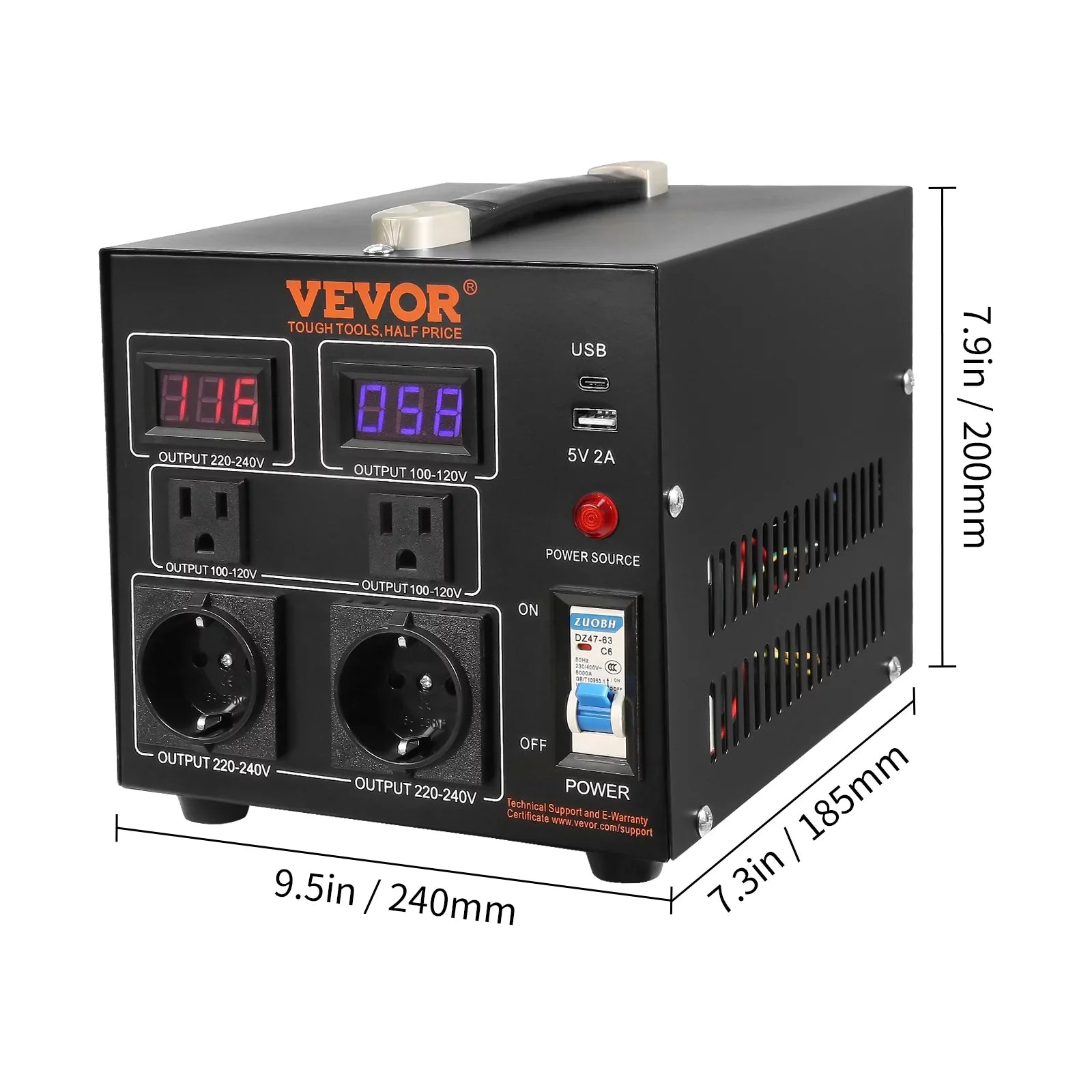 2000W Voltage Converter Transformer Step Up/Down 220V-110V /110V-220V